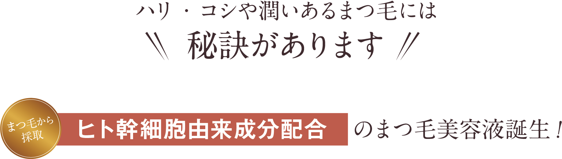 濃く、長い憧れまつ毛の秘訣は毛根へのWアプローチにありました ヒト幹細胞由来成分配合　のまつ毛美容液誕生！